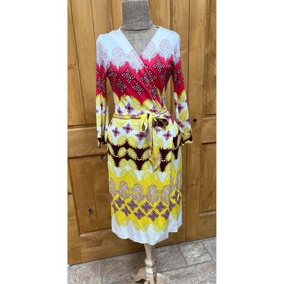 Diane Von Furstenberg Dresses & Skirts - Diane Von Furstenberg Julian Wrap Dress Size 10 Silk Jersey Ethnic Print